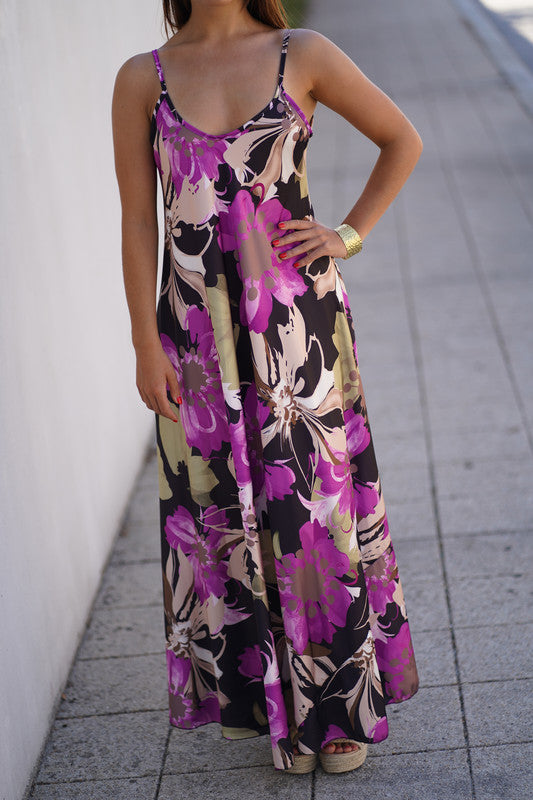 Vestido de alças comprido