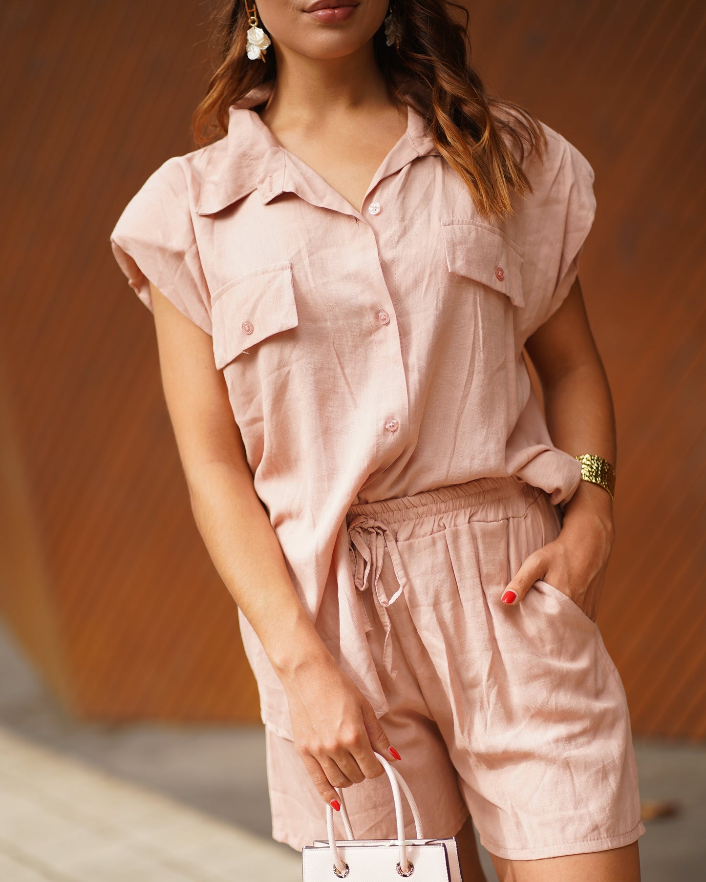 Conjunto Camisa de botões e calção elástico