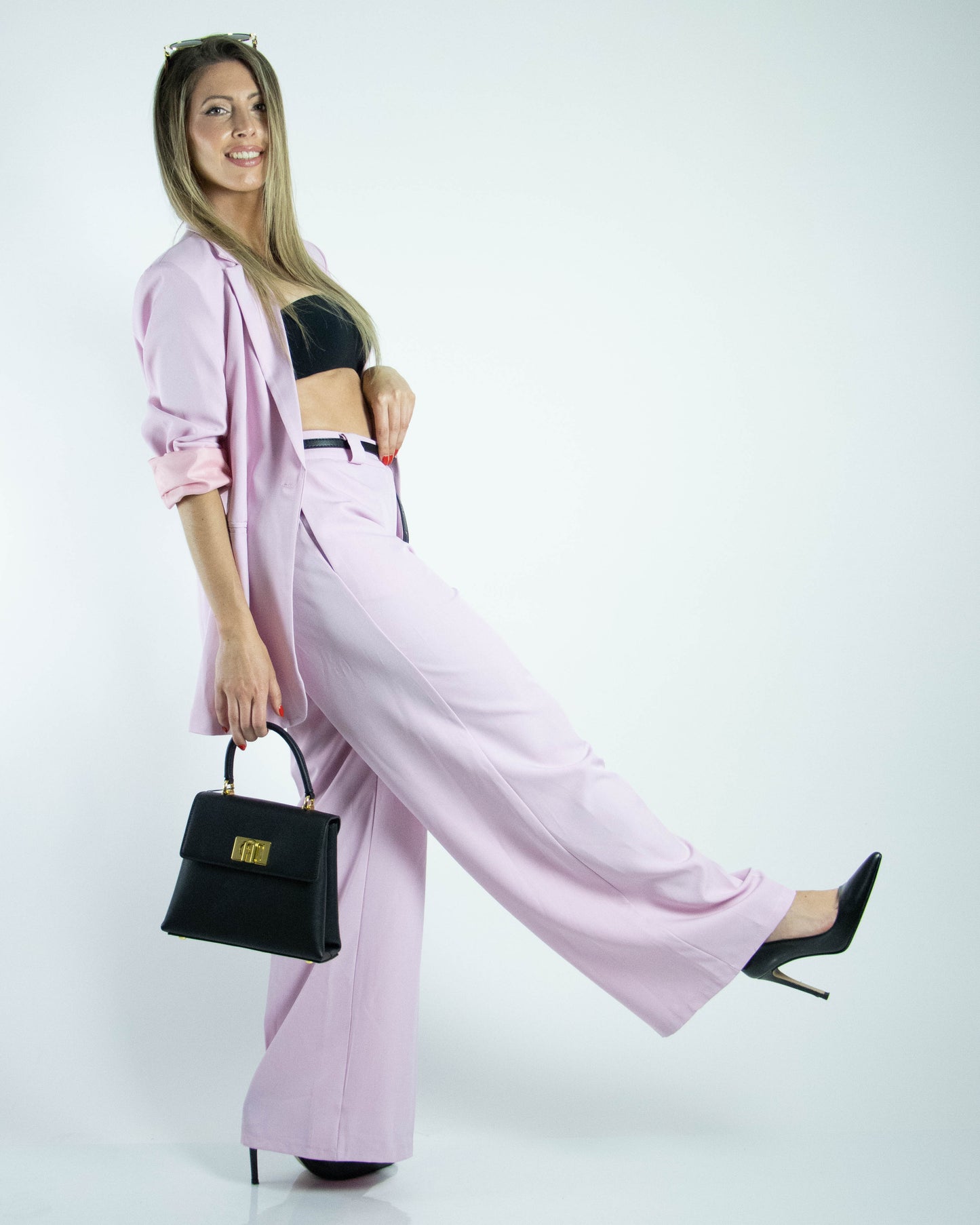 Conjunto Lilás com Blazer e Calça Pantalona