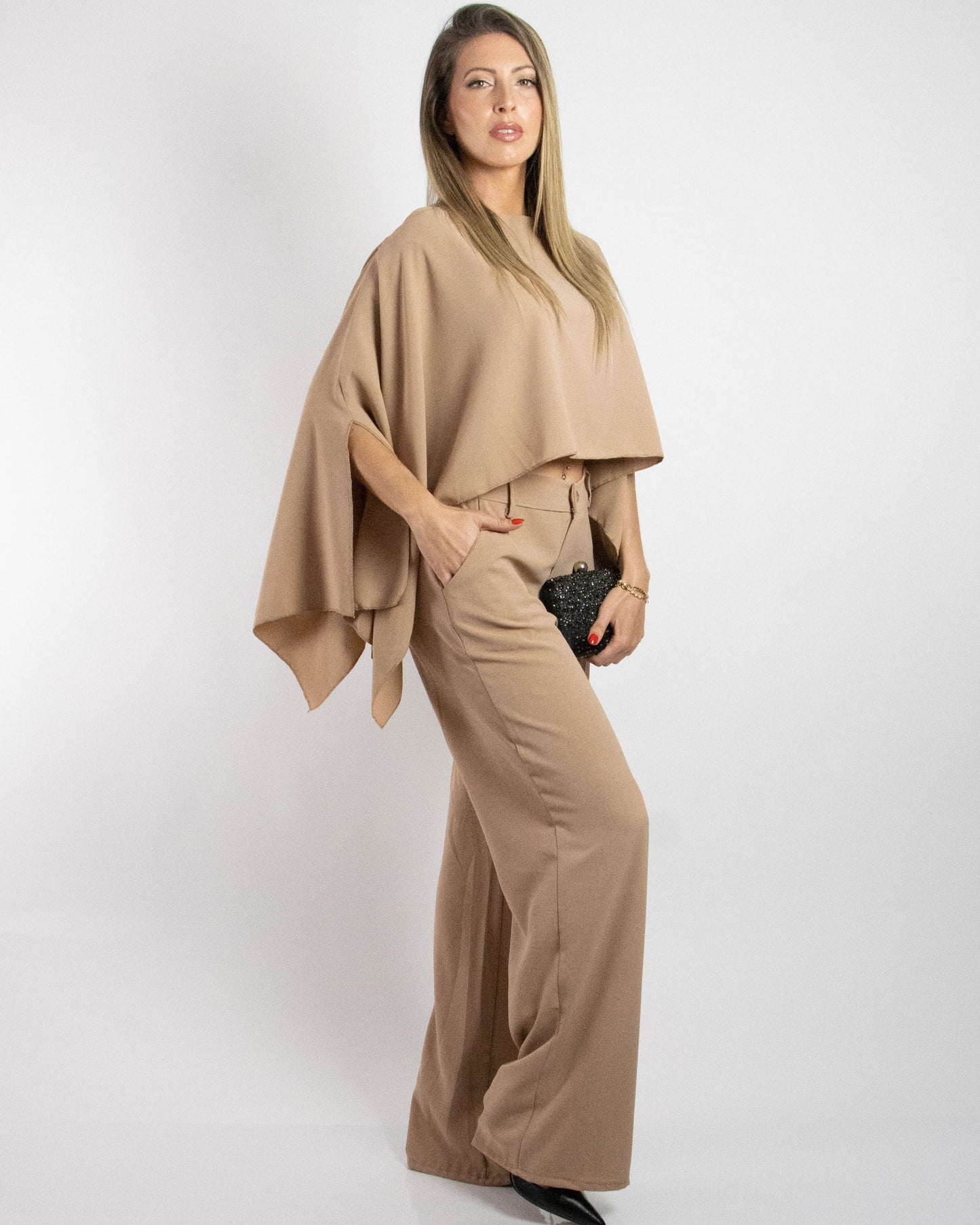 Conjunto de 3 peças, top, calça e túnica