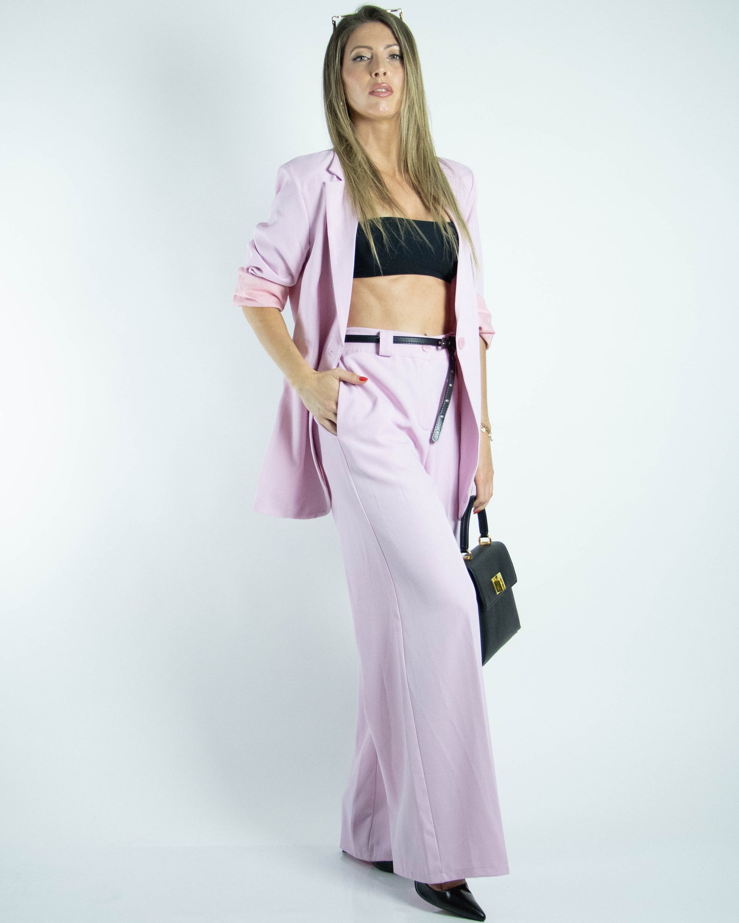 Conjunto Lilás com Blazer e Calça Pantalona