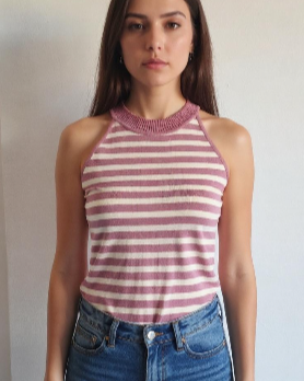 Top Caviado com padrão de riscas