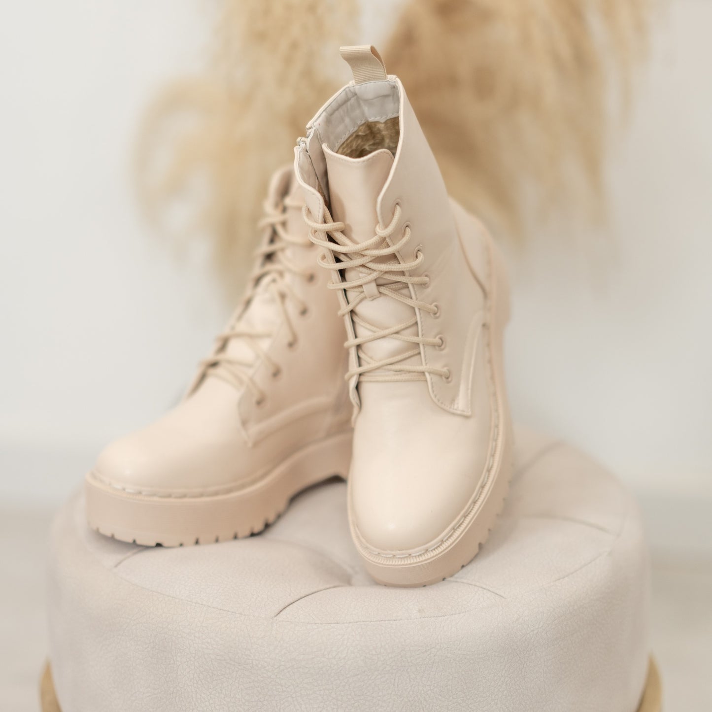 Beige Military Boots