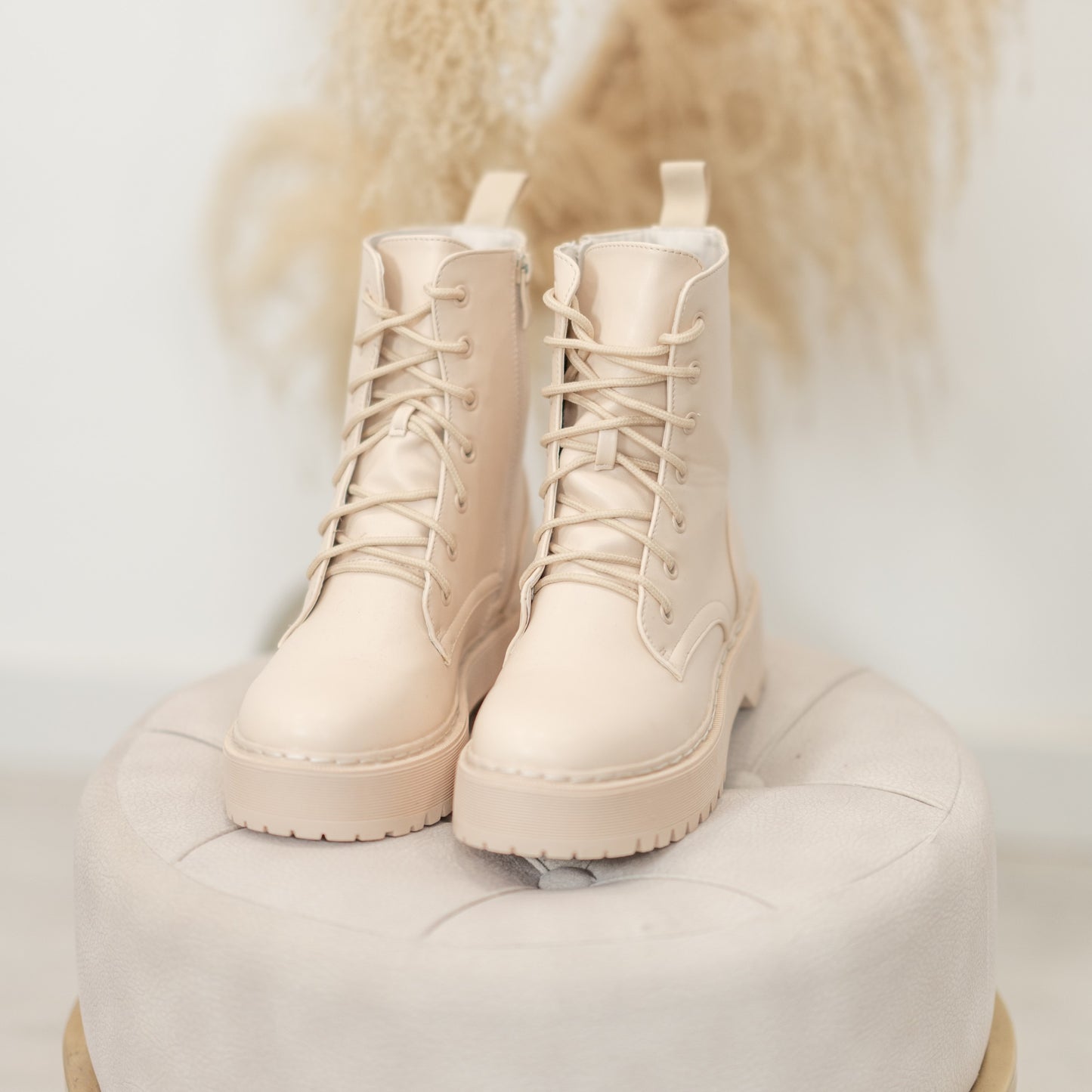 Beige Military Boots