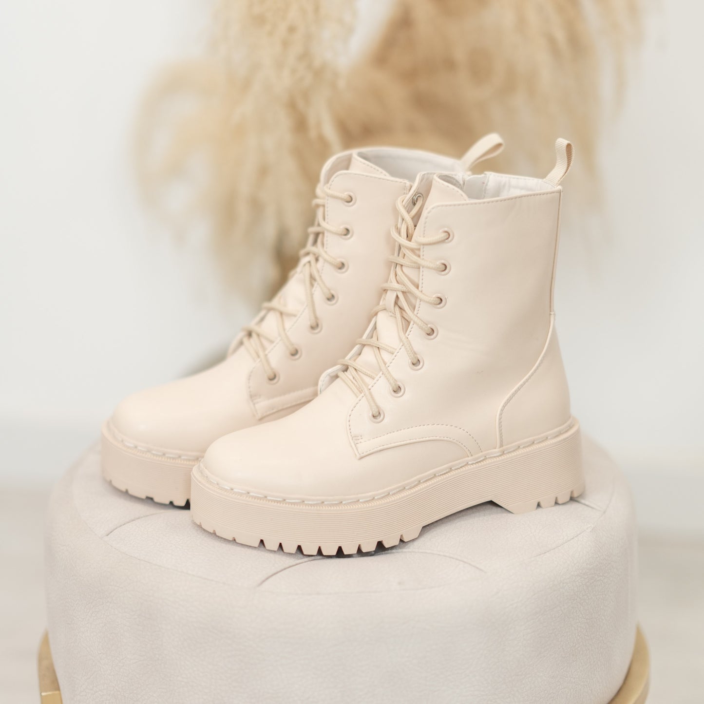 Beige Military Boots