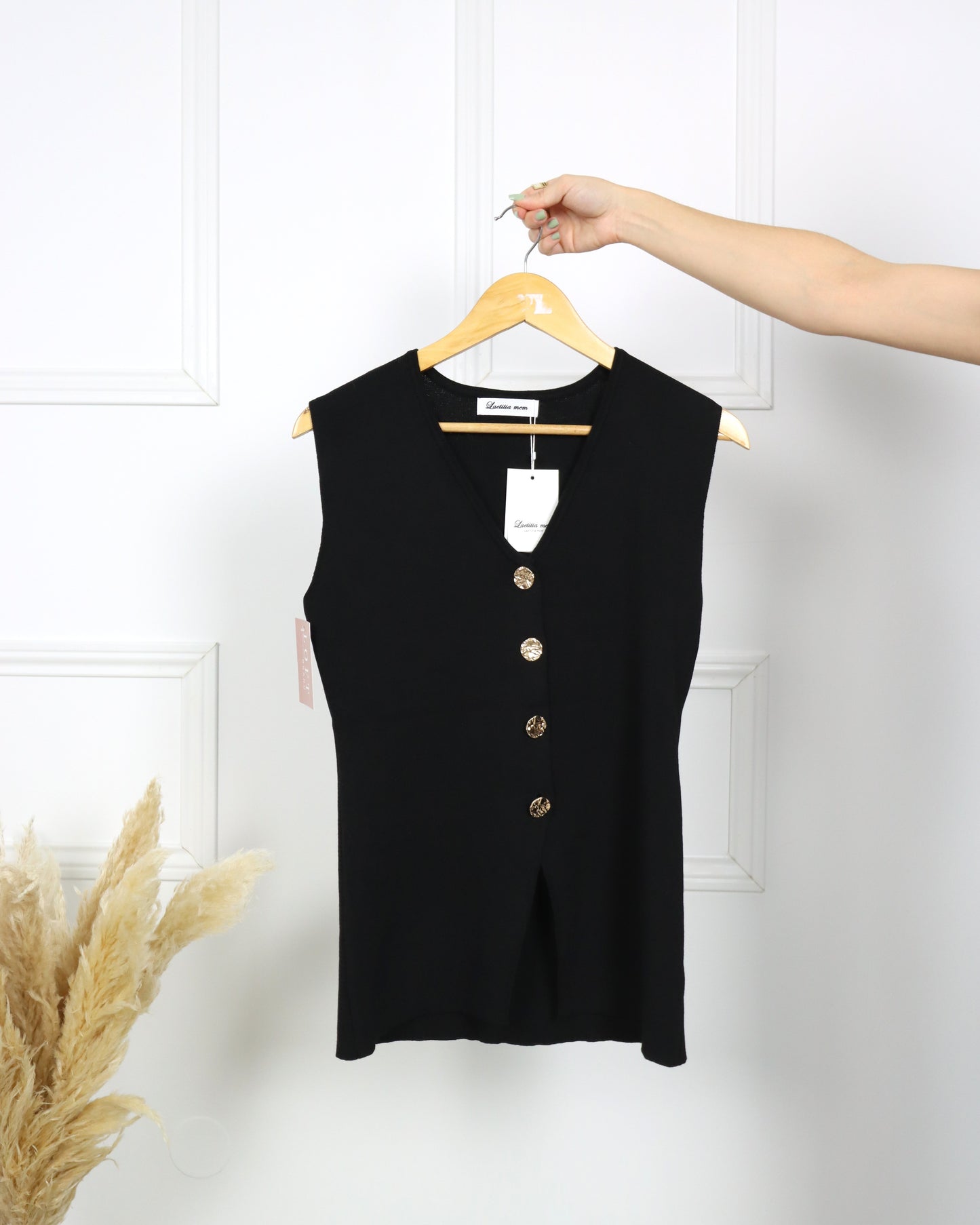 Colete de malha com decote em V