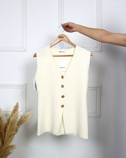 Colete de malha com decote em V